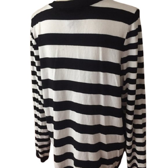 Lane Bryant Size 18/20 Black White Striped Cardigan Sweater - Picture 4 of 6